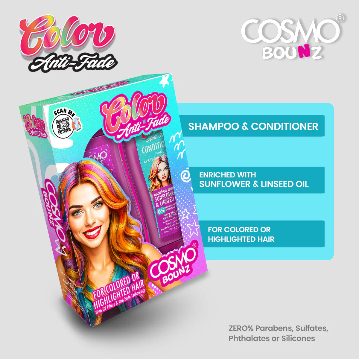 BOUNZ KIT COLOR ANTI FADE 2 PIECES SHAMPOO & CONDITIONER - Image 2