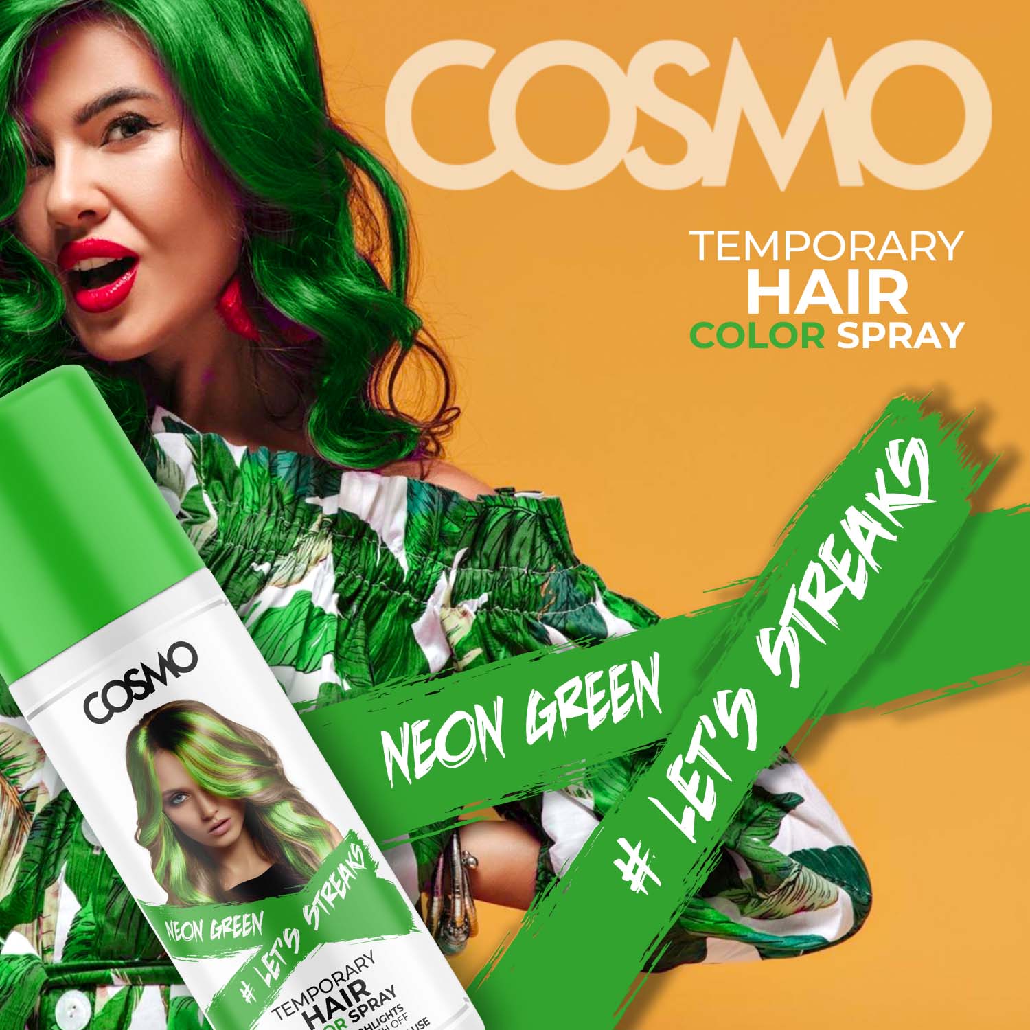 Temporary Hair Color Spray Neon Green - Image 2