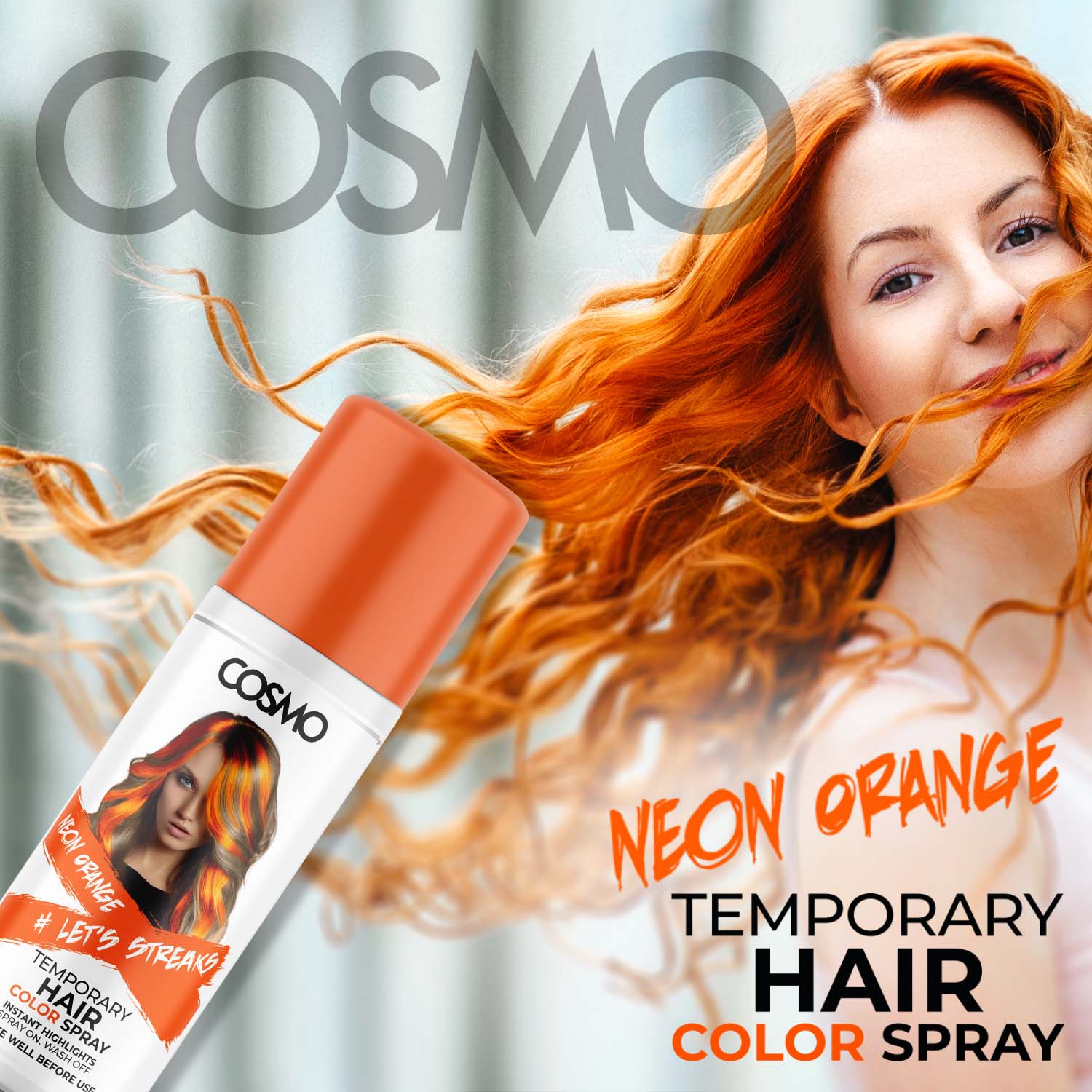Temporary Hair Color Spray Neon Orange - Image 2