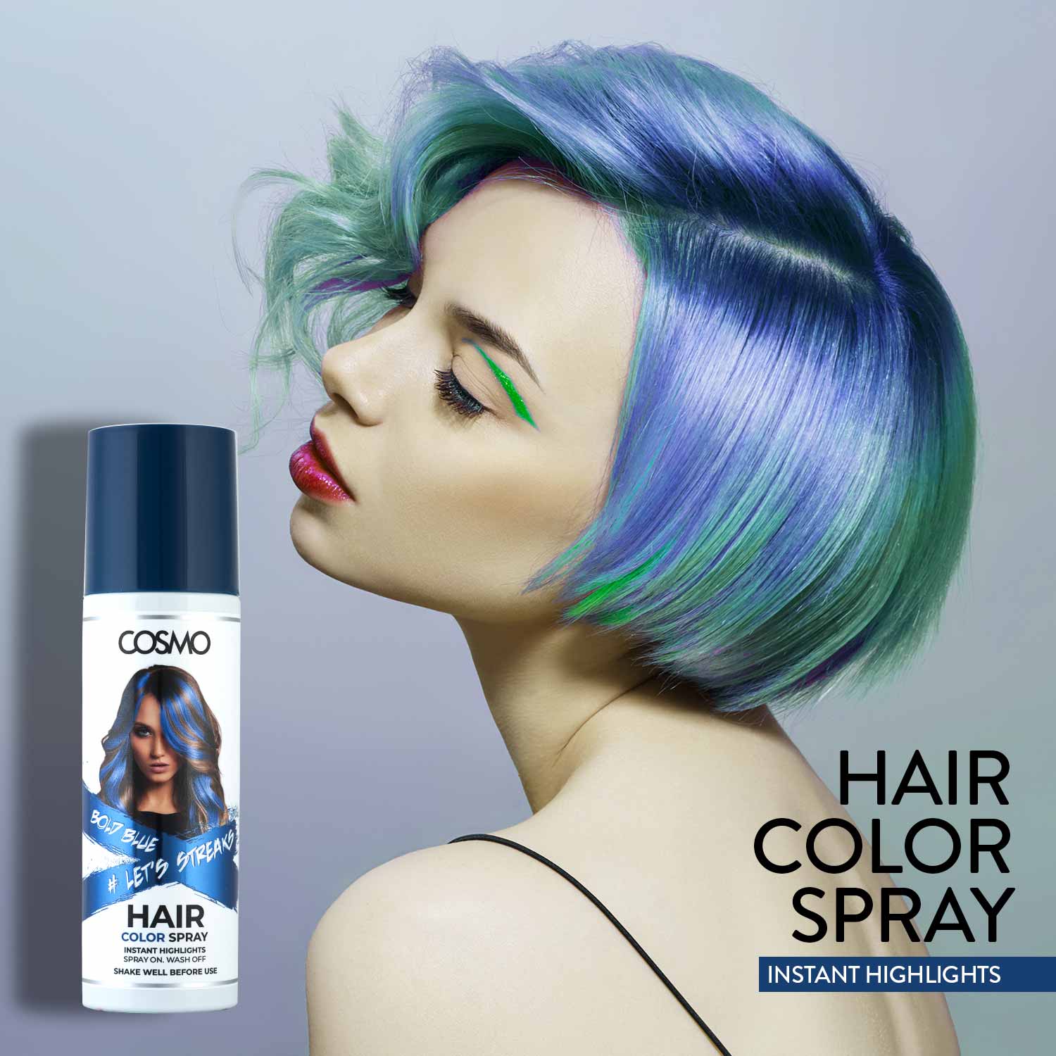 Temporary Hair Colour Spray Bold Blue - Image 2