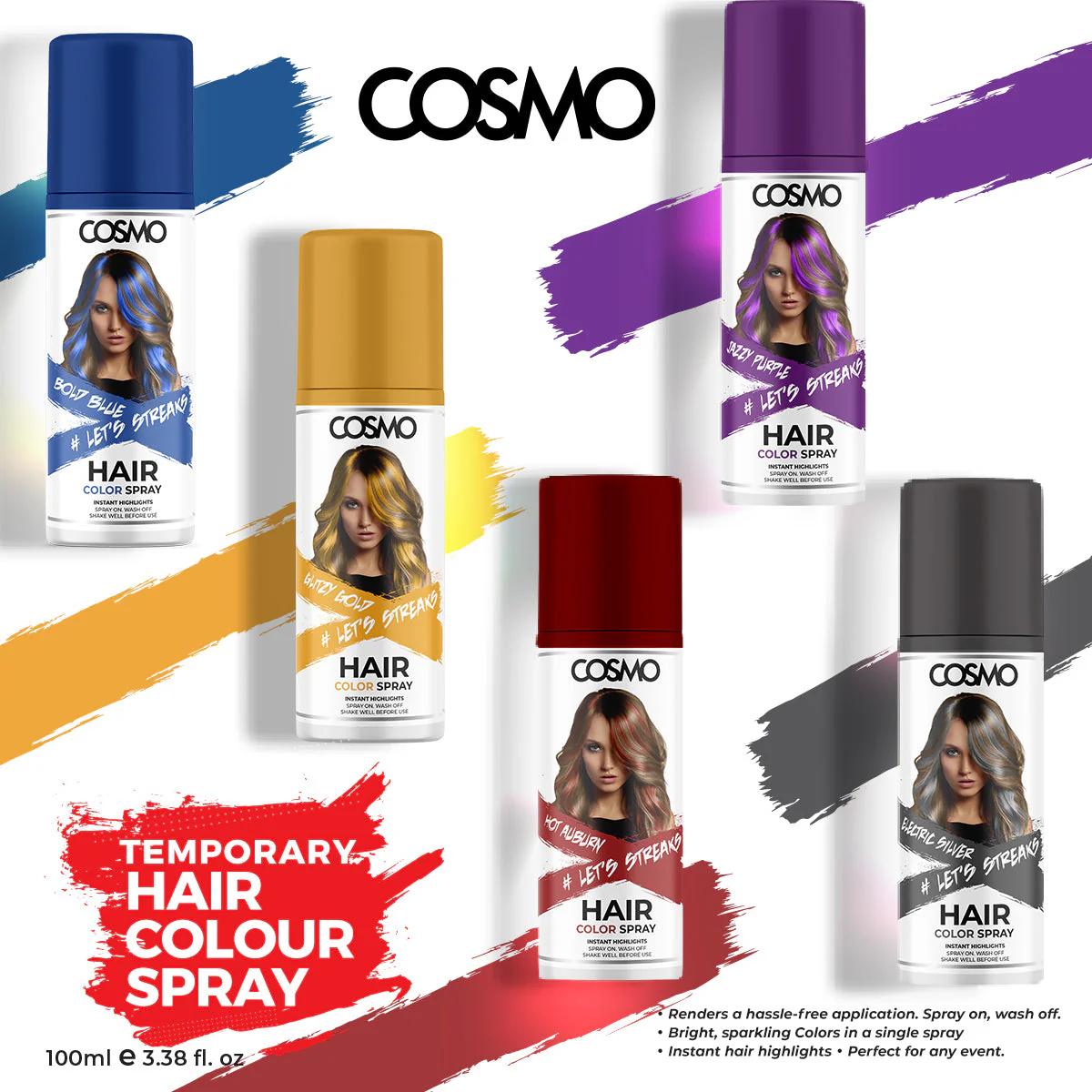 Temporary Hair Colour Spray Bold Blue - Image 3